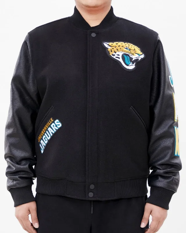 NFL JACKSONVILLE JAGUARS CLASSIC WOOL MEN'S VARSITY JACKET (BLACK)