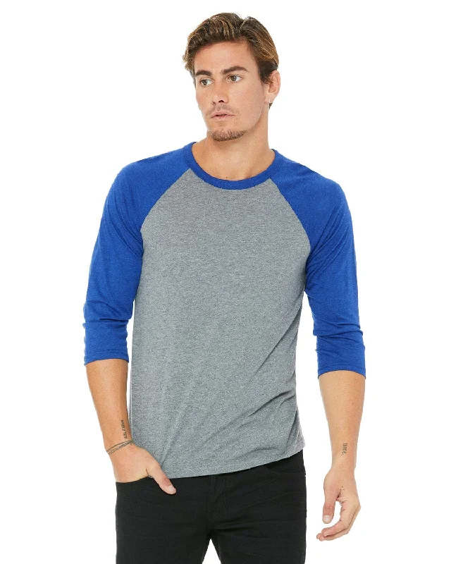 Bella+Canvas Unisex Triblend 3/4-Sleeve Baseball T-Shirt | Gry/ T Ry Trblnd