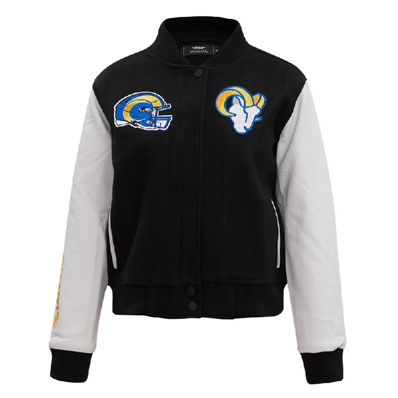 NFL LOS ANGELES RAMS CLASSIC WOOL WOMEN'S VARSITY JACKET (BLACK/WHITE)