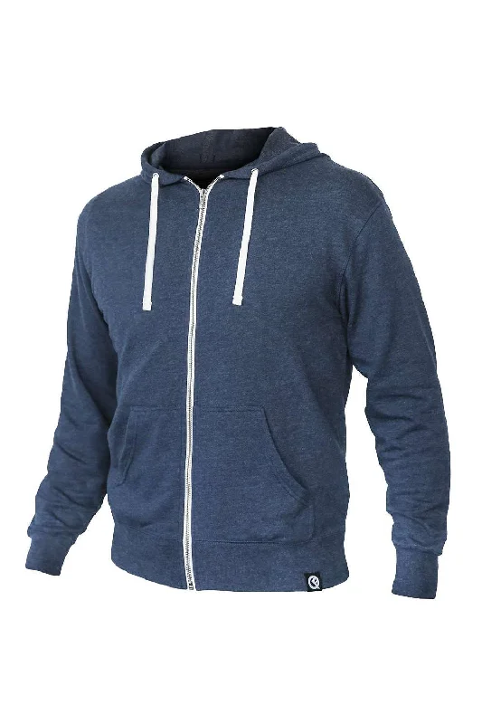 Quikflip Mens 2-in-1 Hero Classic Full Zip Hooded Sweatshirt Hoodie w/ Pockets - Pacific Navy Blue