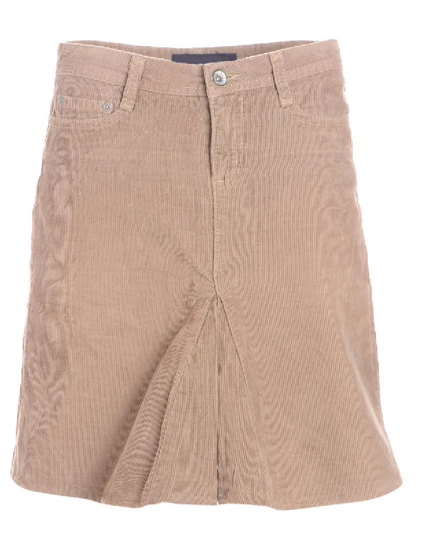 Label Shortened Corduroy Skirt