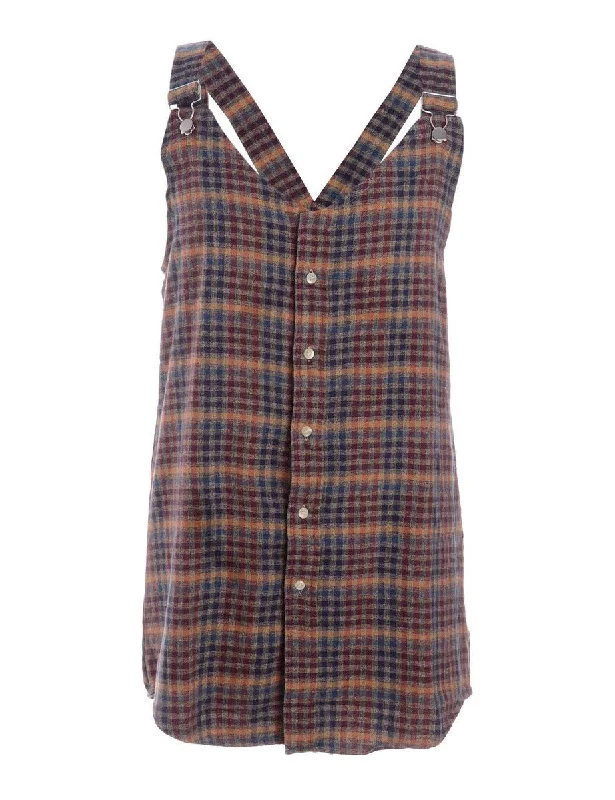 Label Plaid Pinafore Shirt Dress