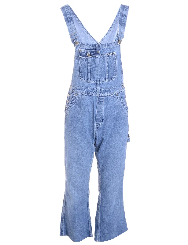 Label Pinafore Cropped Dungarees