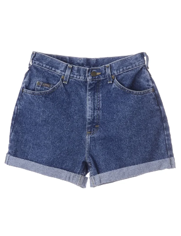 Label Roll Hem Indigo Denim Shorts