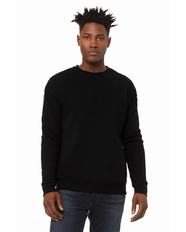 Bella+Canvas Unisex Drop Shoulder Fleece Crewneck Sweatshirt | Dtg Black