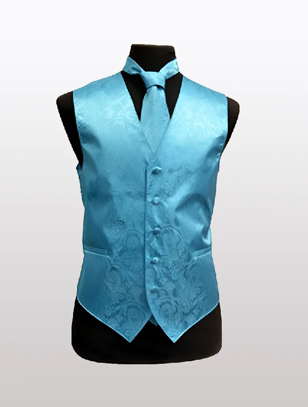 Men's Paisley Turquoise Tuxedo Vest