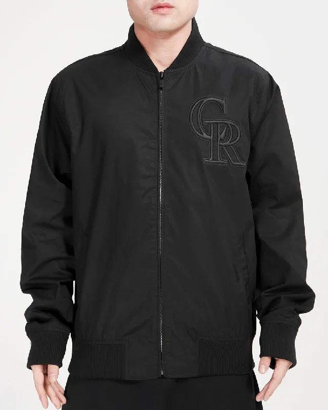 MLB COLORADO ROCKIES NEUTRAL MEN'S TWILL JACKET (BLACK)