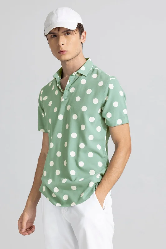 Polka Dotted Green Polo T-Shirt