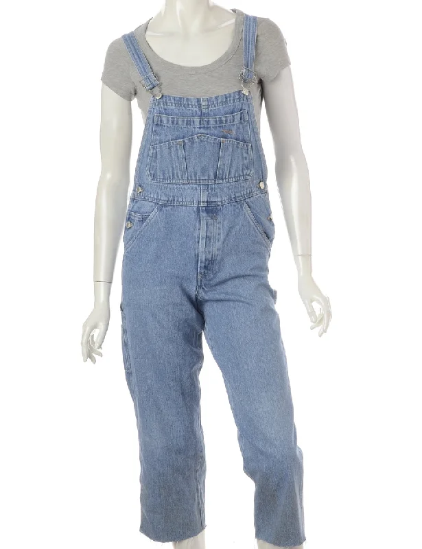 Label Pinafore Cropped Dungarees