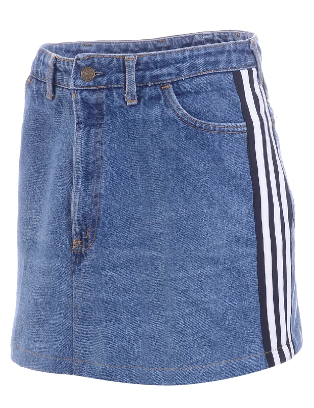 Label Steph Branded Stripe Denim Skirt