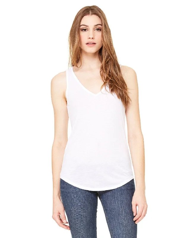 Bella+Canvas Ladies Flowy V-Neck Tank | White