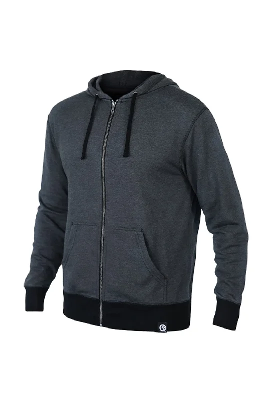 Quikflip Mens 2-in-1 Hero Classic Full Zip Hooded Sweatshirt Hoodie w/ Pockets - Gunmetal Grey