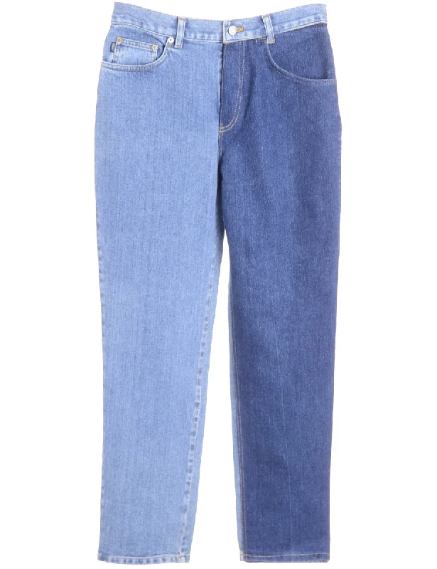 Label Tapered Colour Block Jeans