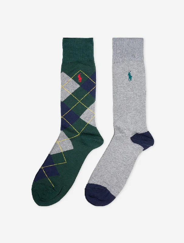 Socken mit Argyle-Muster, 2er-Pack, mehrfarbig