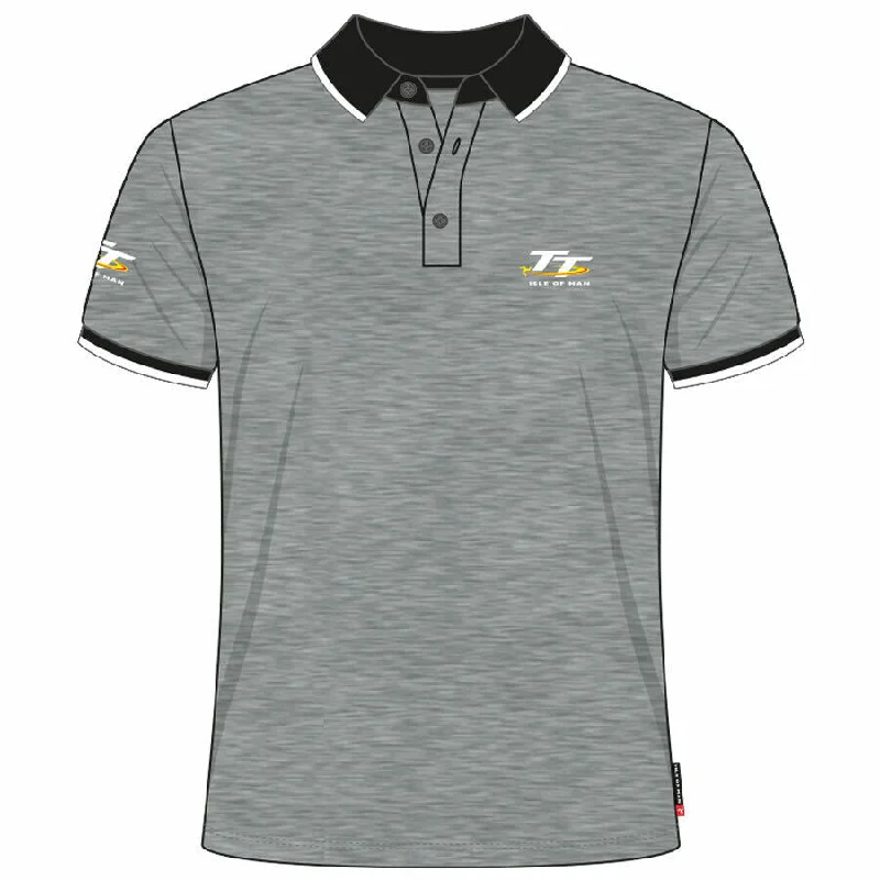 Official Isle Of Man TT Races Grey & Black Polo Shirt - 20Ap8