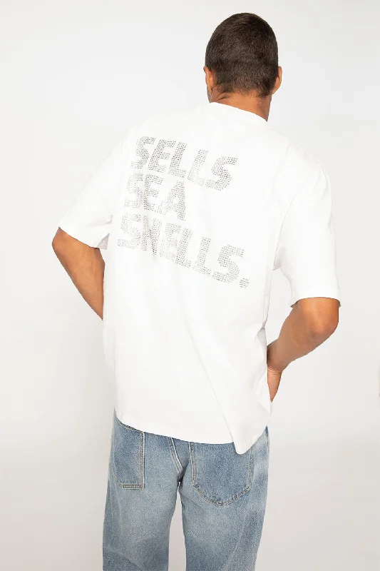 Sea Shells Diamante Tee - Ivory