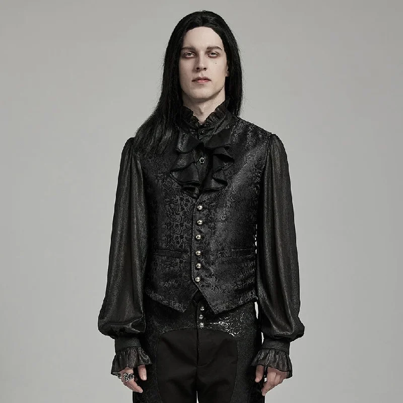 Men's Gothic Floral Jacquard Lace-up Vest