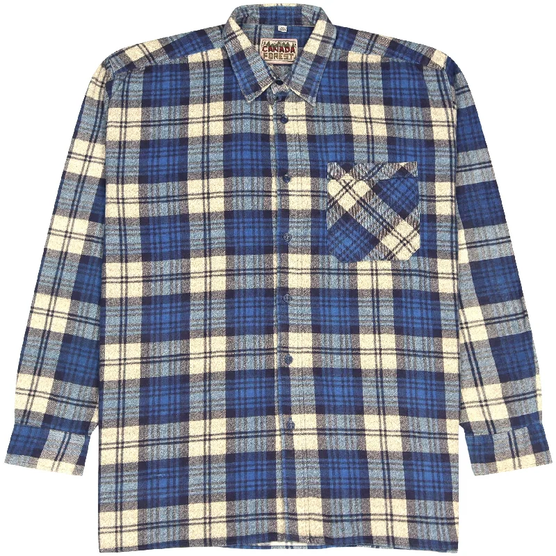 Canada Forest Checkered Flannel Shirt Blue Cream