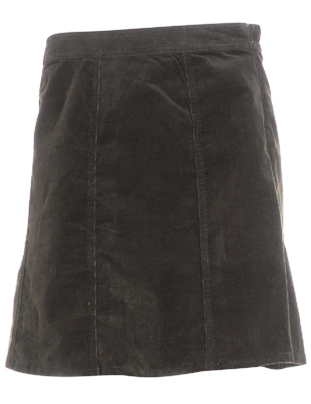 Label Shortened Corduroy Skirt