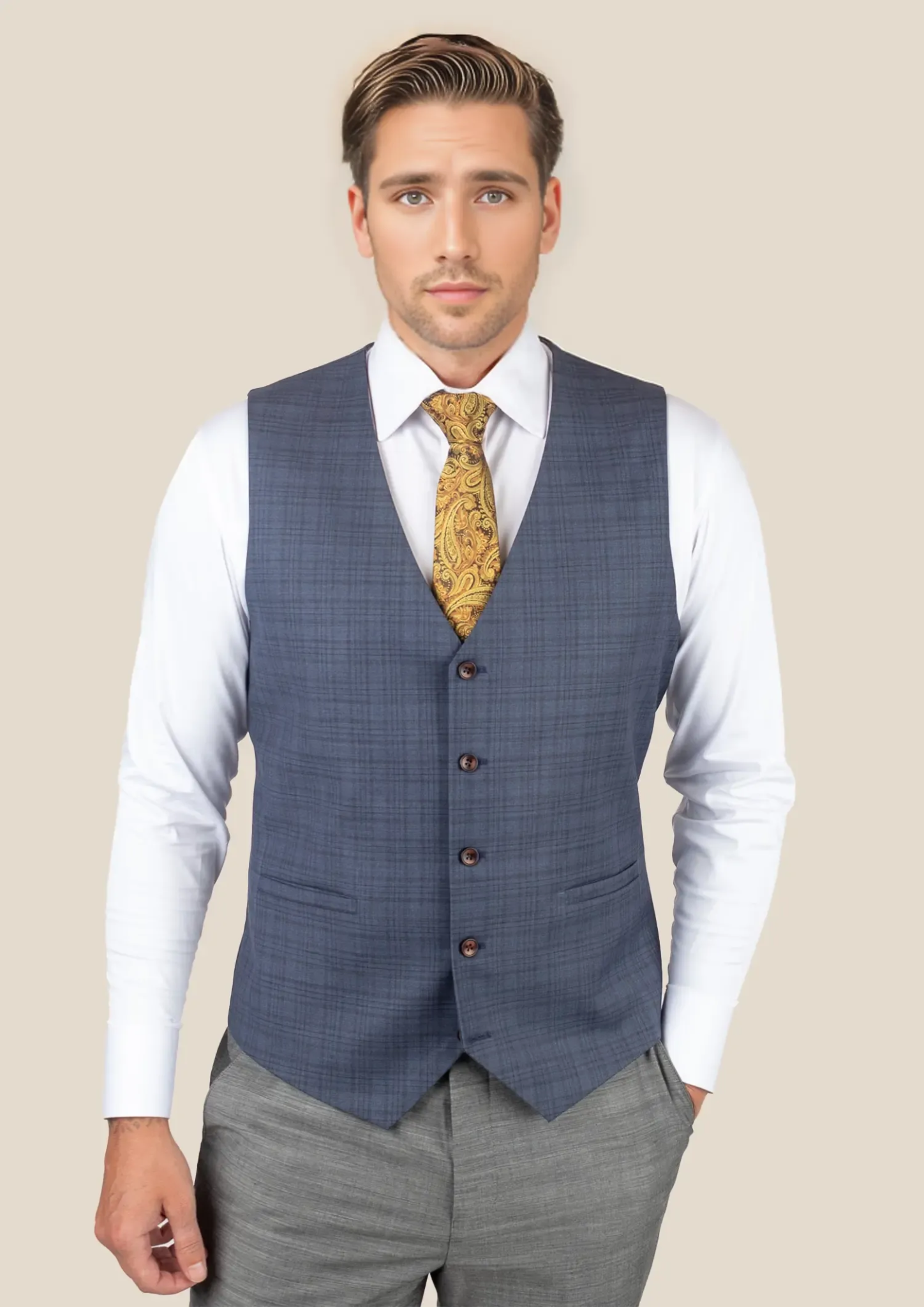 Twilight Blue Plaid Vest