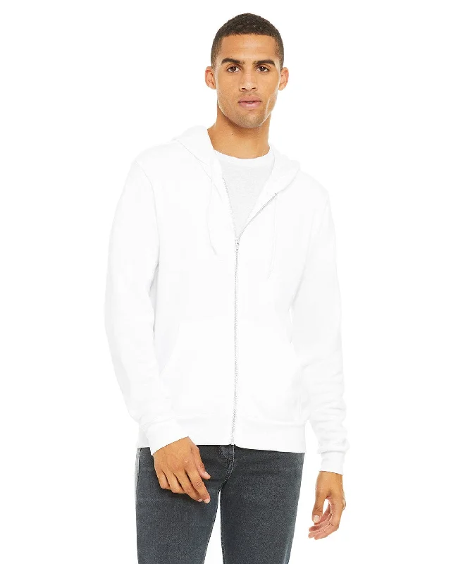 Bella+Canvas Unisex Poly-Cotton Fleece Full-Zip Hoodie | White