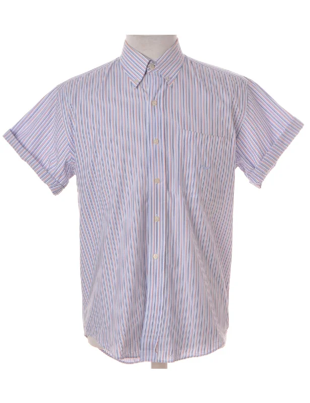 Label Roll Sleeve Stripy Shirt - XL