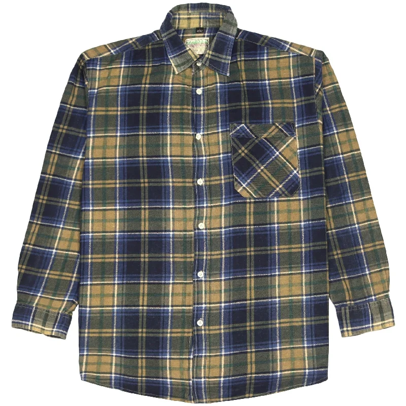 Canada Forest Checkered Flannel Shirt Navy Green Beige