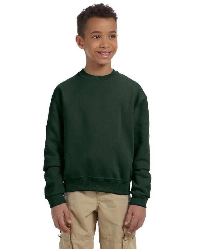 Jerzees Youth Light-Weight Crewneck Sweatshirt | Forest Green