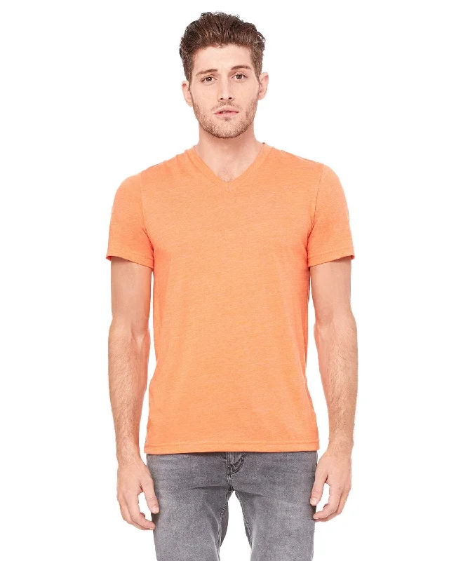 Bella+Canvas Unisex Triblend Short Sleeve V-Neck T-Shirt | Orange Triblend