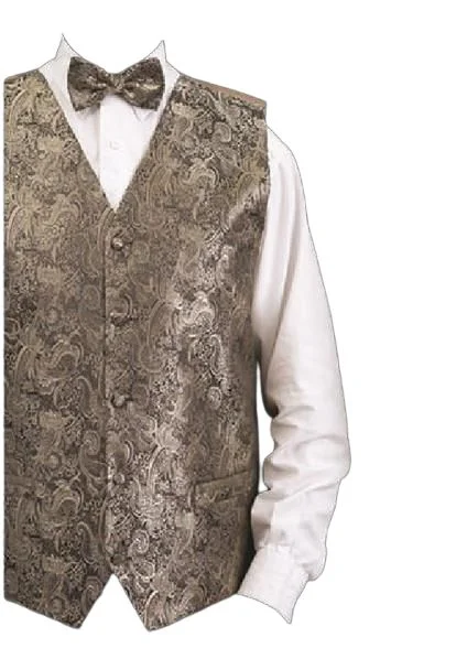 DANIEL ELLISSA METALLIC THREAD PAISLEY VEST SET VS809 GOLD