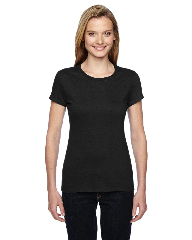 Fruit of the Loom Ladies 100% Sofspun Cotton Junior Crew T-Shirt | Black