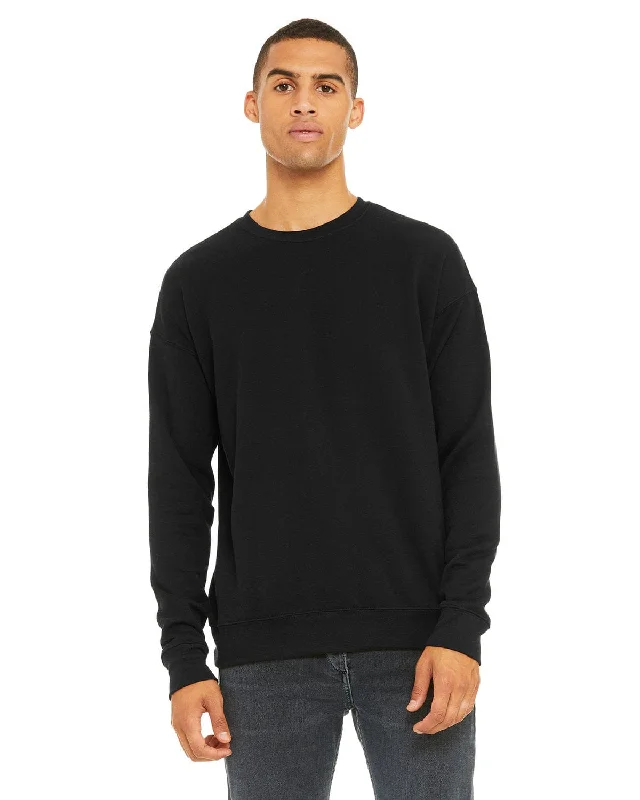 Bella+Canvas Unisex Drop Shoulder Fleece Crewneck Sweatshirt | Black