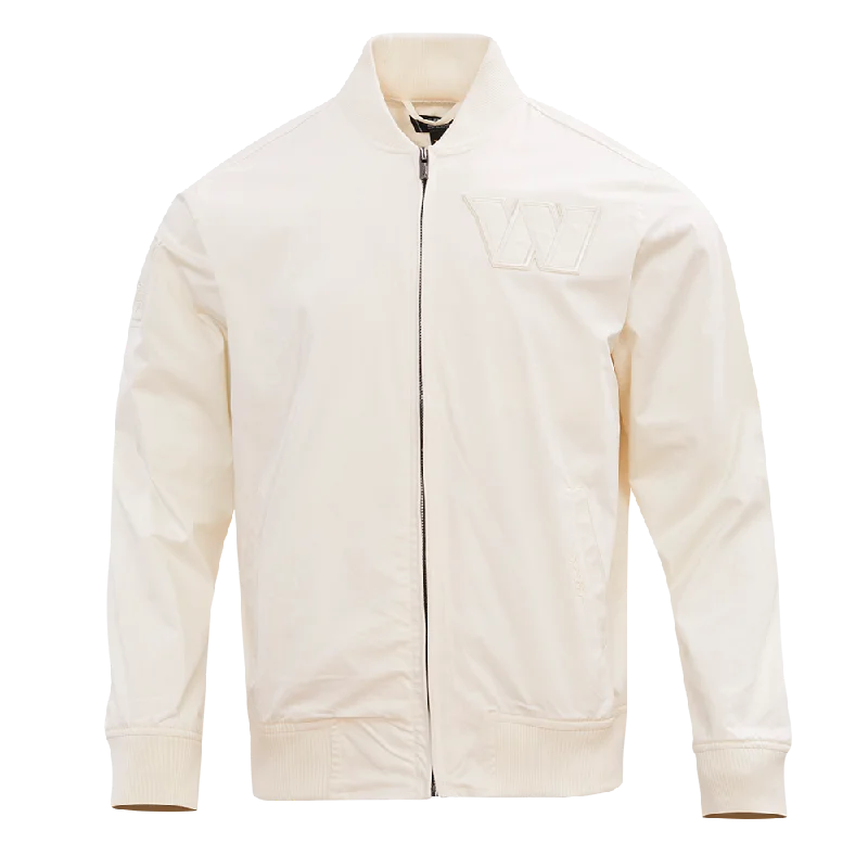 NFL WASHINGTON COMMANDERS NEUTRAL MEN'S TWILL JACKET (EGGSHELL)