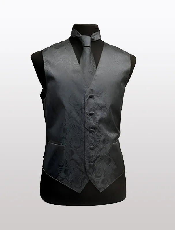 Men's Paisley Charcoal Tuxedo Vest