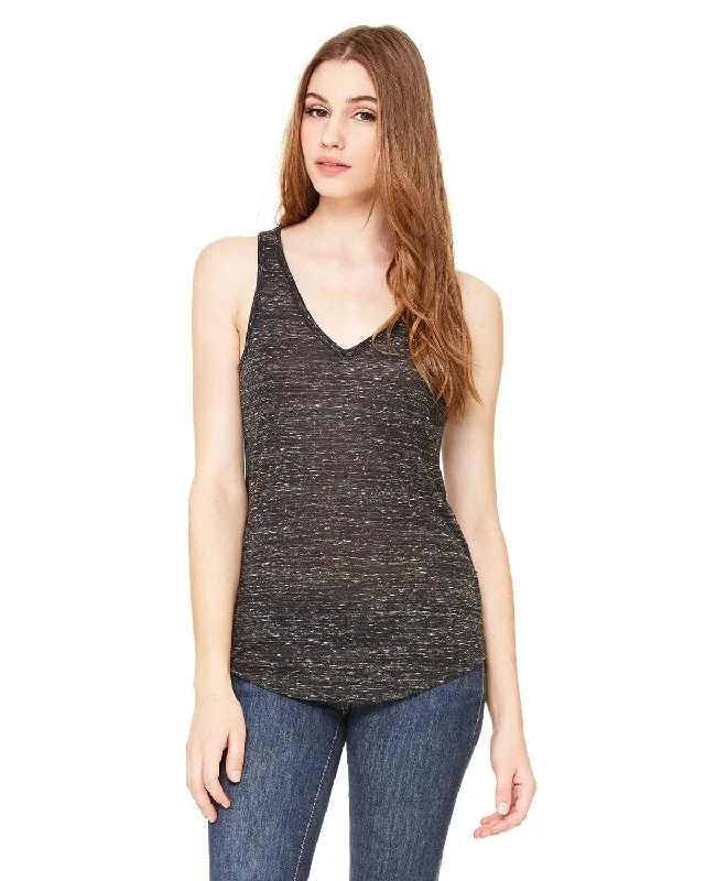 Bella+Canvas Ladies Flowy V-Neck Tank | Black Marble