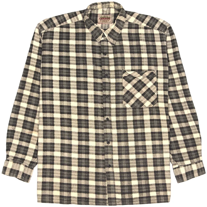 Canada Forest Checkered Flannel Shirt Black Cream