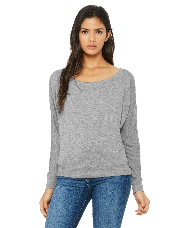 Bella+Canvas Ladies Long Sleeve Off The Shoulder Top | Athletic Heather