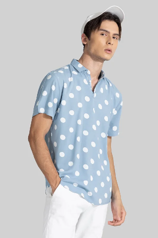 Polka Dotted Blue Polo T-Shirt