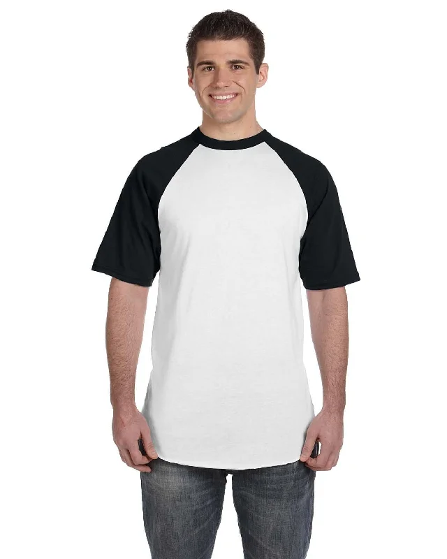 Augusta 50/50 Short Sleeve Raglan T-Shirt | White/ Black