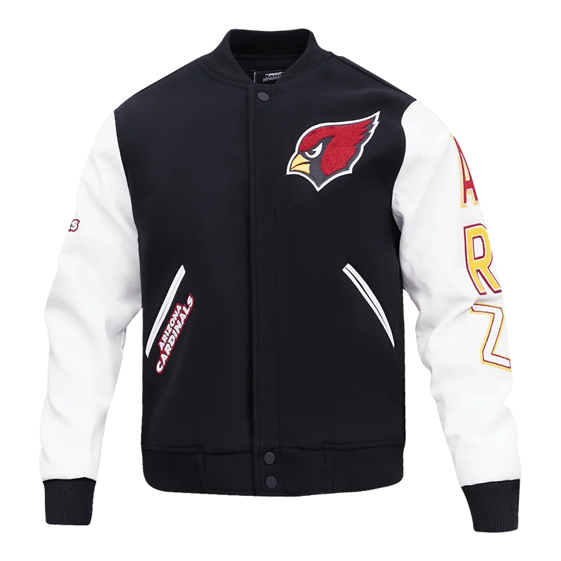 NFL ARIZONA CARDINALS CLASSIC LOGO MEN'S VARSITY JACKET (BLACK/WHITE)