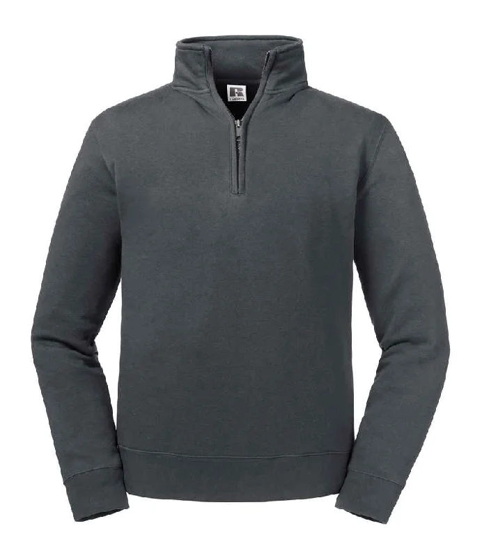 Russell Authentic Zip Neck Sweatshirt | Convoy Grey