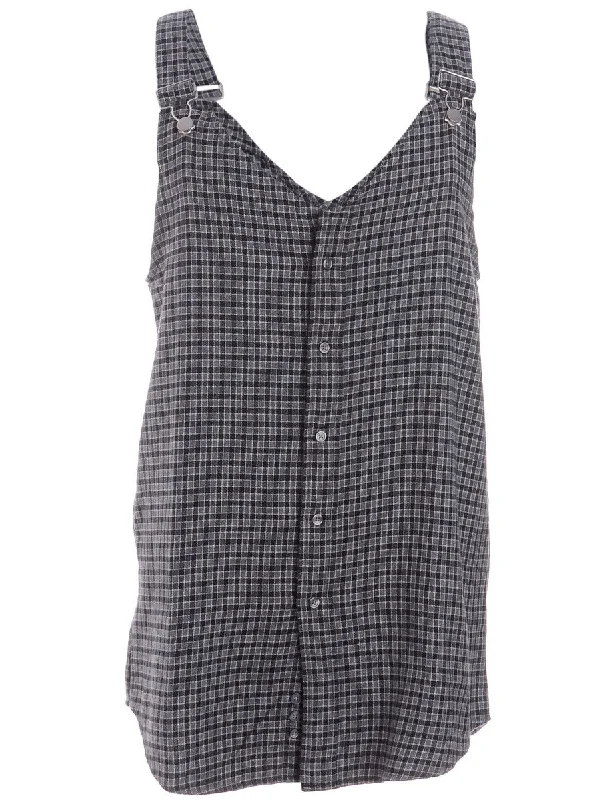 Label Plaid Pinafore Shirt Dress