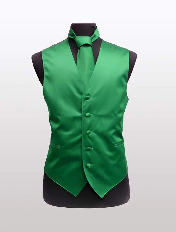 Men's Solid Satin Emerald Green Tuxedo Vest