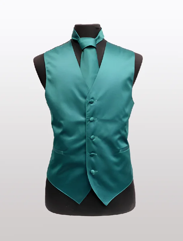 Men's Solid Satin Teal Tuxedo Vest