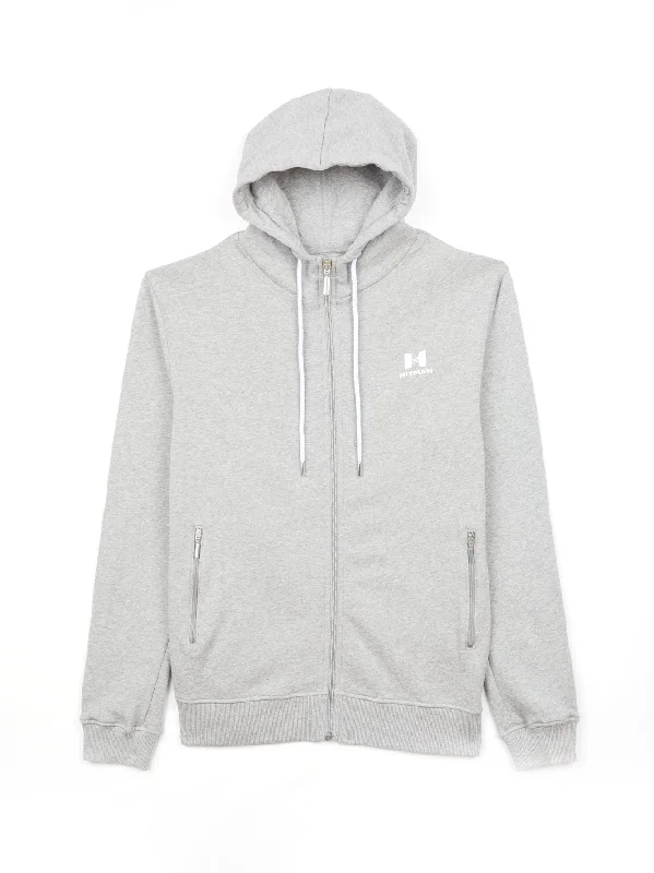 GREY ZIP HOODIE- INTL TAPE