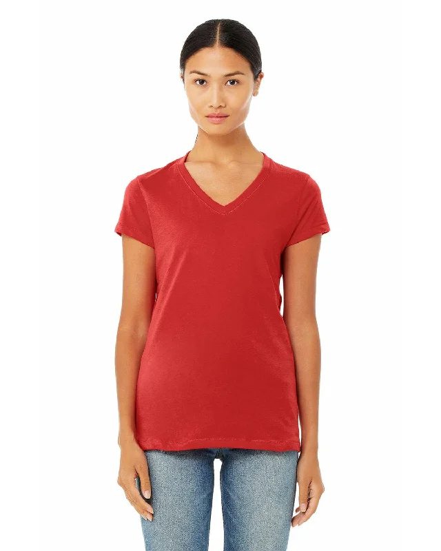 Bella+Canvas Ladies Short Sleeve V-Neck T-Shirt | Red