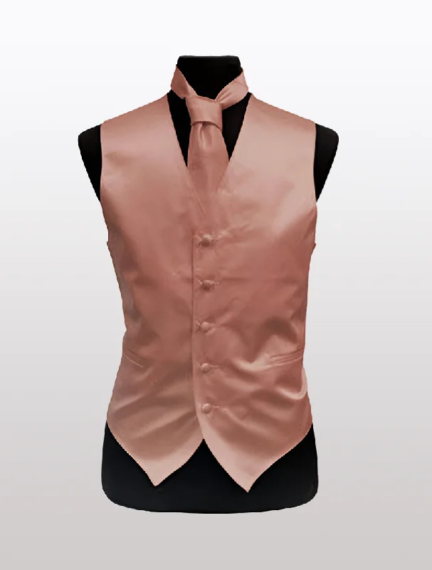 Men's Solid Satin Dusty Pink Tuxedo Vest