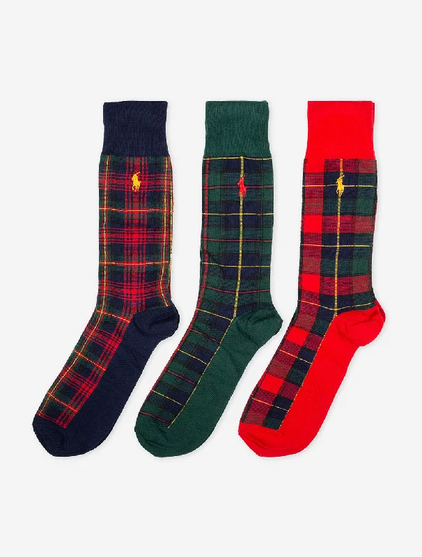 Plaid Crew Socken im 3er-Pack Mehrfarbig