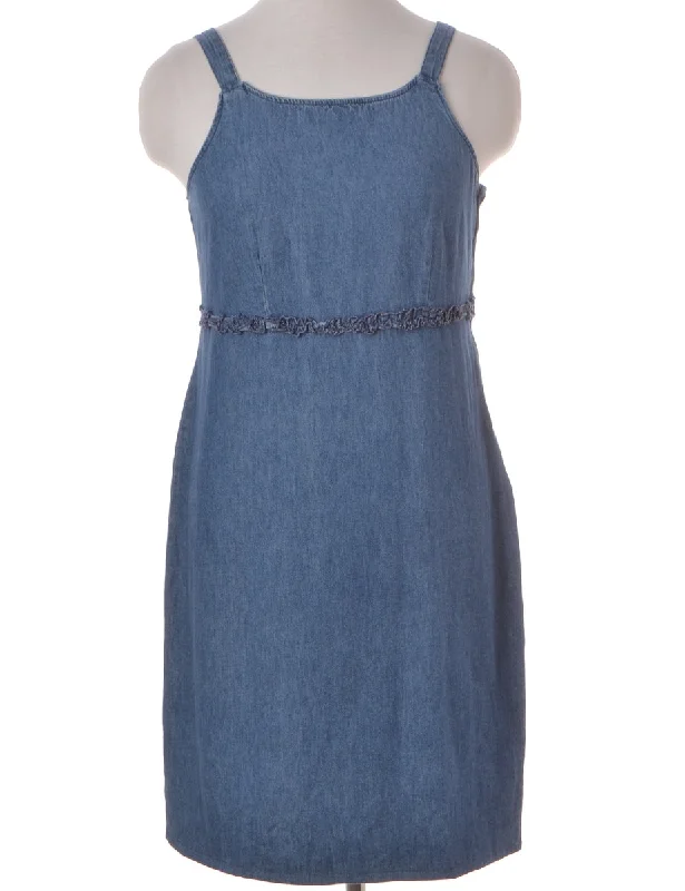 Label Pinafore Denim Dress