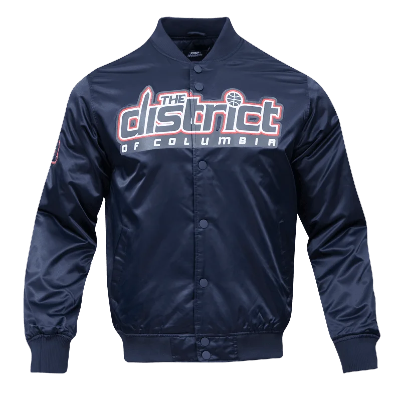 NBA WASHINGTON WIZARDS BIG LOGO MEN'S SATIN JACKET (MIDNIGHT NAVY)